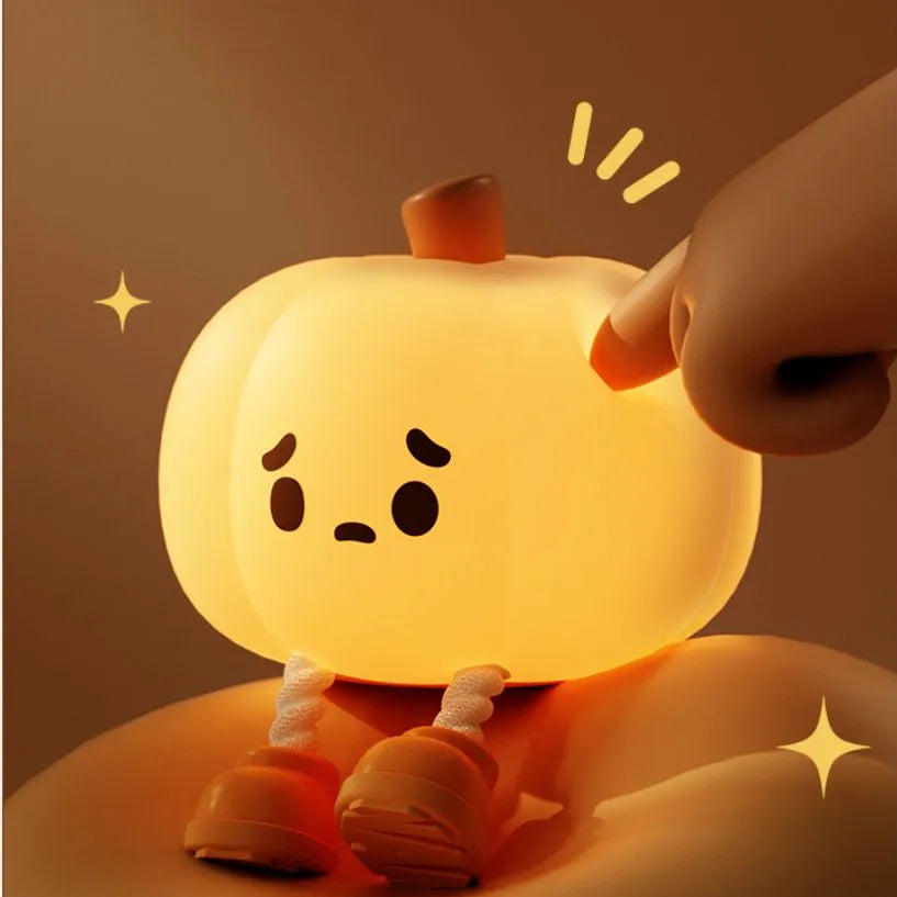 Soft Silicone Pumpkin Night Light â€“ Touch Dimmable Rechargeable Halloween Lamp