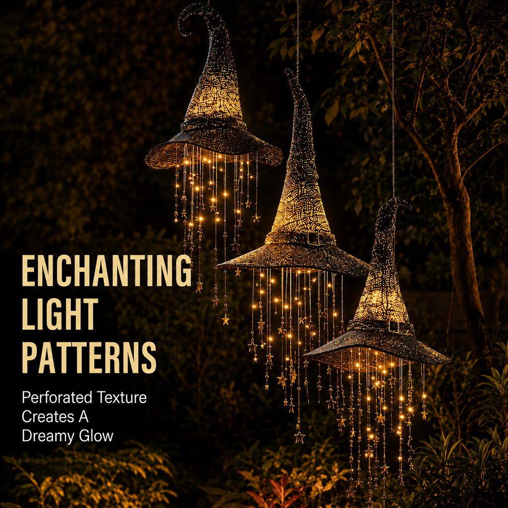 Lighted Witch Hat Hanging Decor вЂ“ Magical Halloween Porch & Window Light