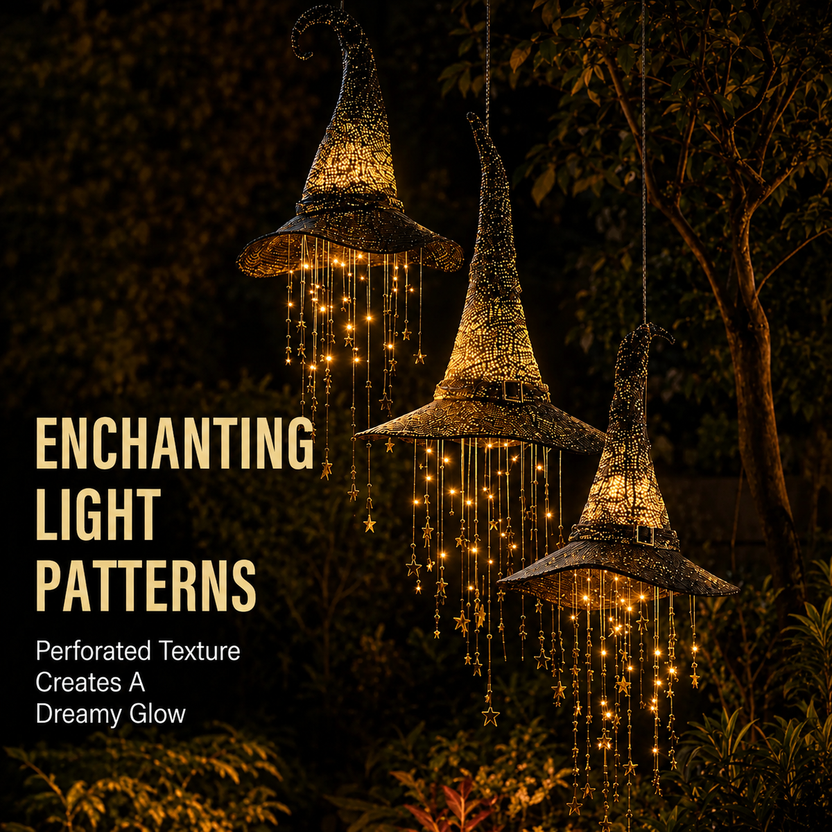 Lighted Witch Hat Hanging Decor вЂ“ Magical Halloween Porch & Window Light