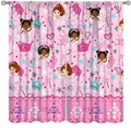 AAVEUP Kids Black Girls Curtains,Cartoon Pink Fantasy Magic Princess Castle Star Love African American Black Girl Window Treatments Drapes for Girls Living Room Bedroom 42x45inпј€No Blackoutпј‰