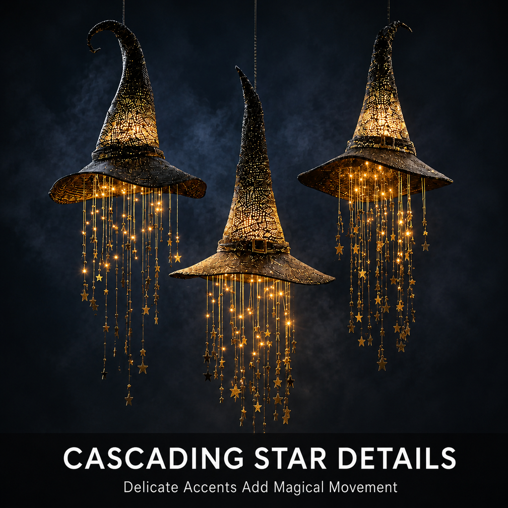 Lighted Witch Hat Hanging Decor вЂ“ Magical Halloween Porch & Window Light