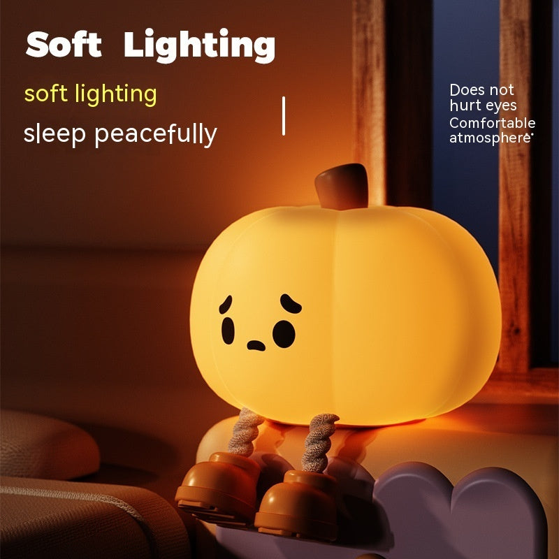 Soft Silicone Pumpkin Night Light â€“ Touch Dimmable Rechargeable Halloween Lamp