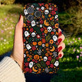Halloween Leather Phone Case Floral Spooky - Beige