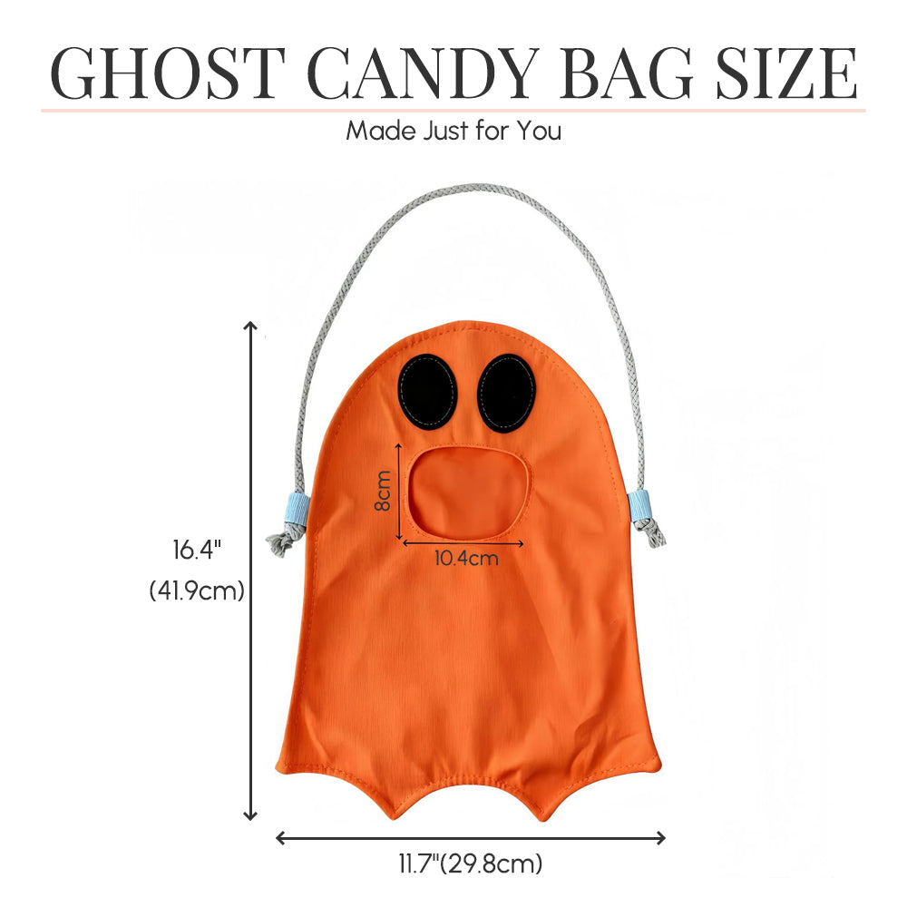 Personalized Halloween Ghost Candy Bag with Name Trick or Treat Drawstring Tote Bag Halloween Gift for Kids