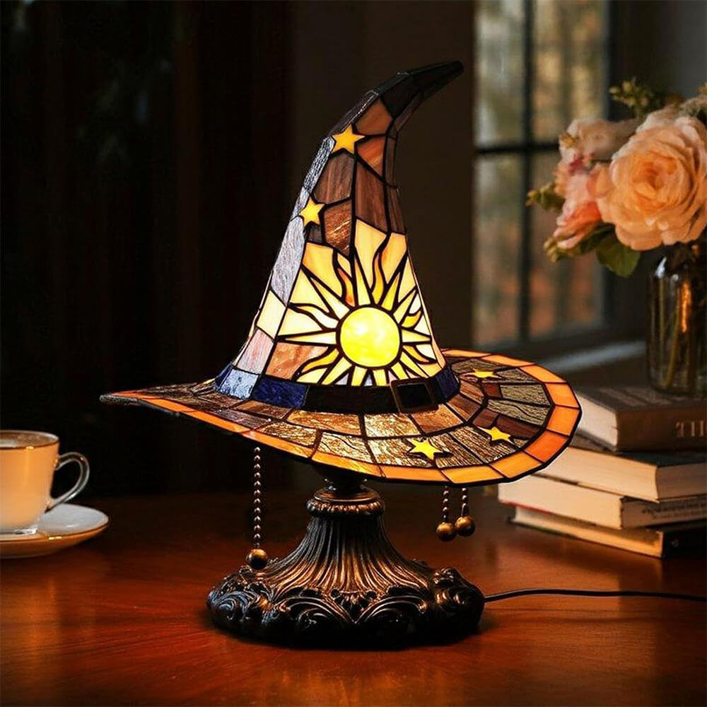 Halloween Lamp Led Resin Vintage Witch Hat Night Light for Home and Halloween Decoration Usb Charging