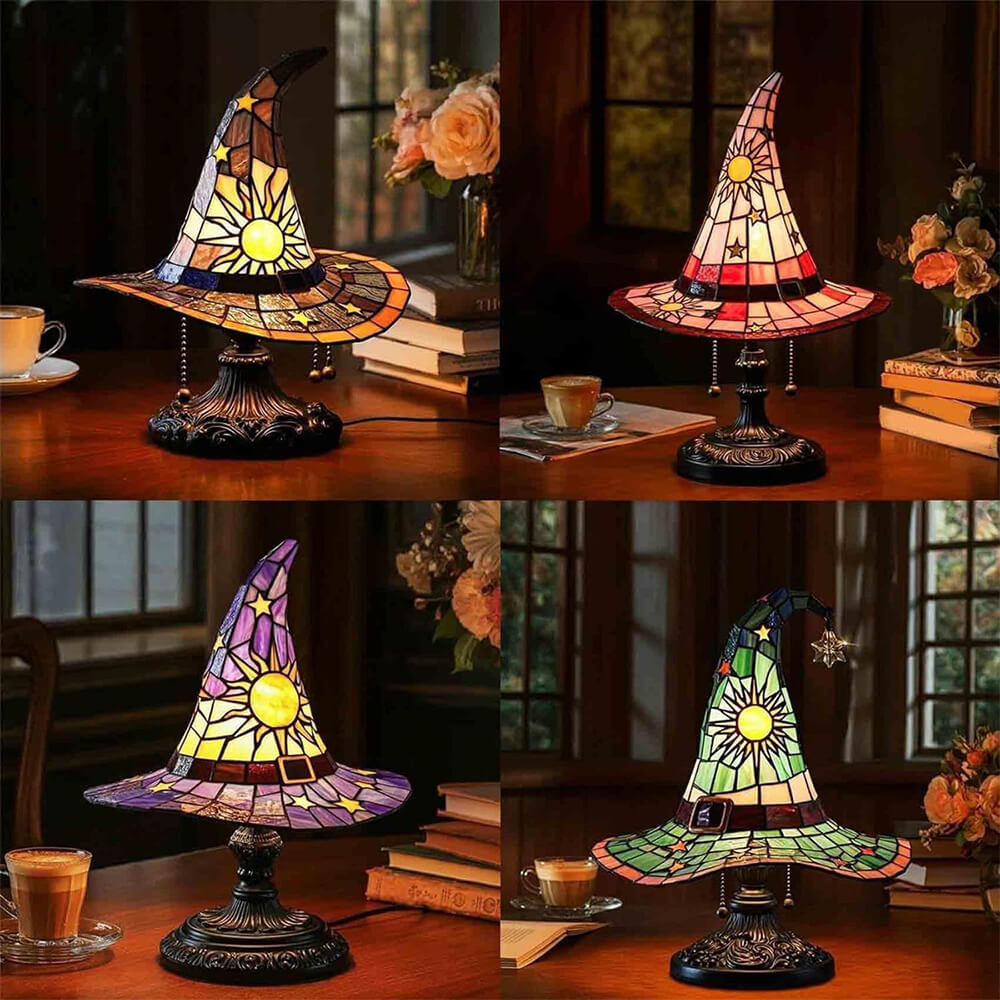 Halloween Lamp Led Resin Vintage Witch Hat Night Light for Home and Halloween Decoration Usb Charging