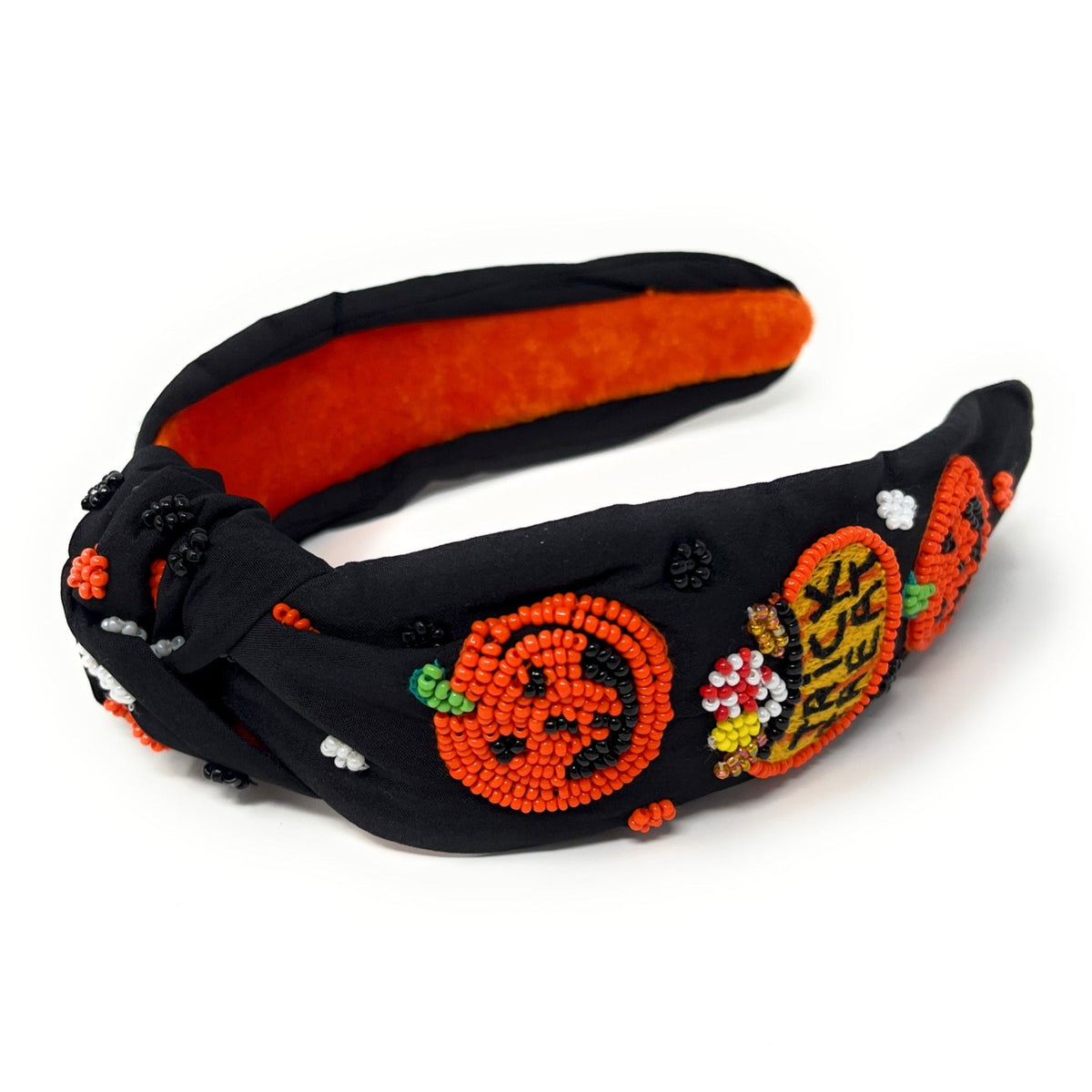 Hand Beaded Pumpkins Knot Headband