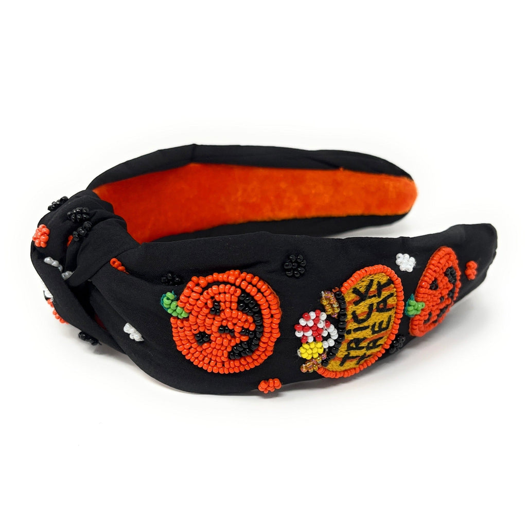Hand Beaded Pumpkins Knot Headband