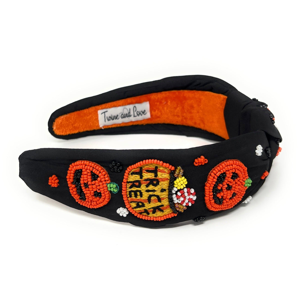 Hand Beaded Pumpkins Knot Headband