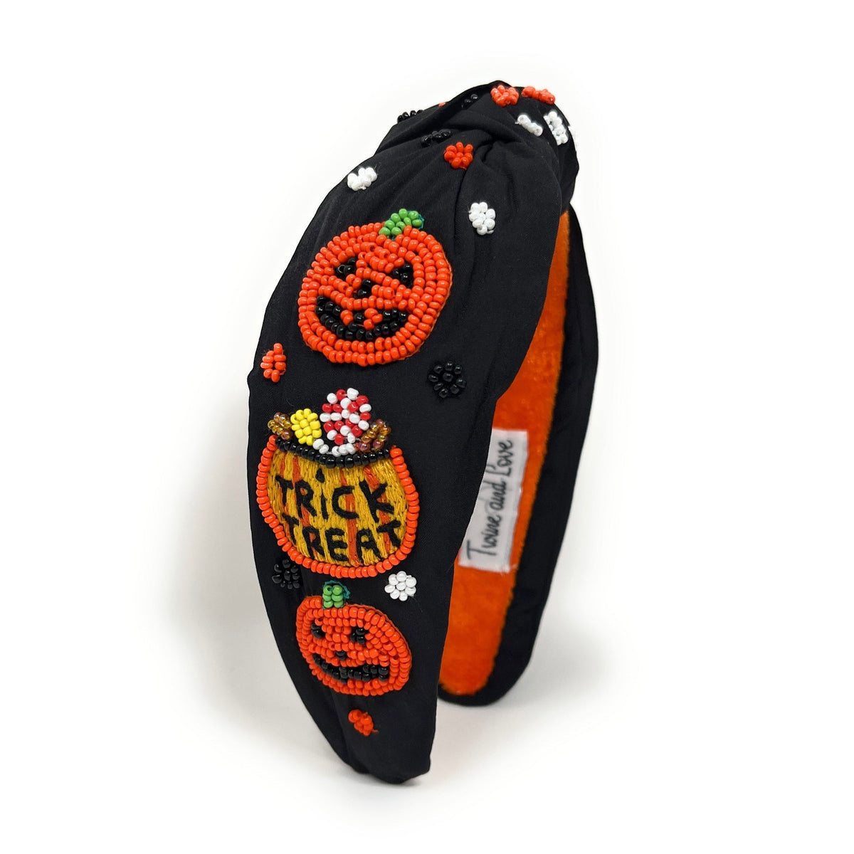 Hand Beaded Pumpkins Knot Headband