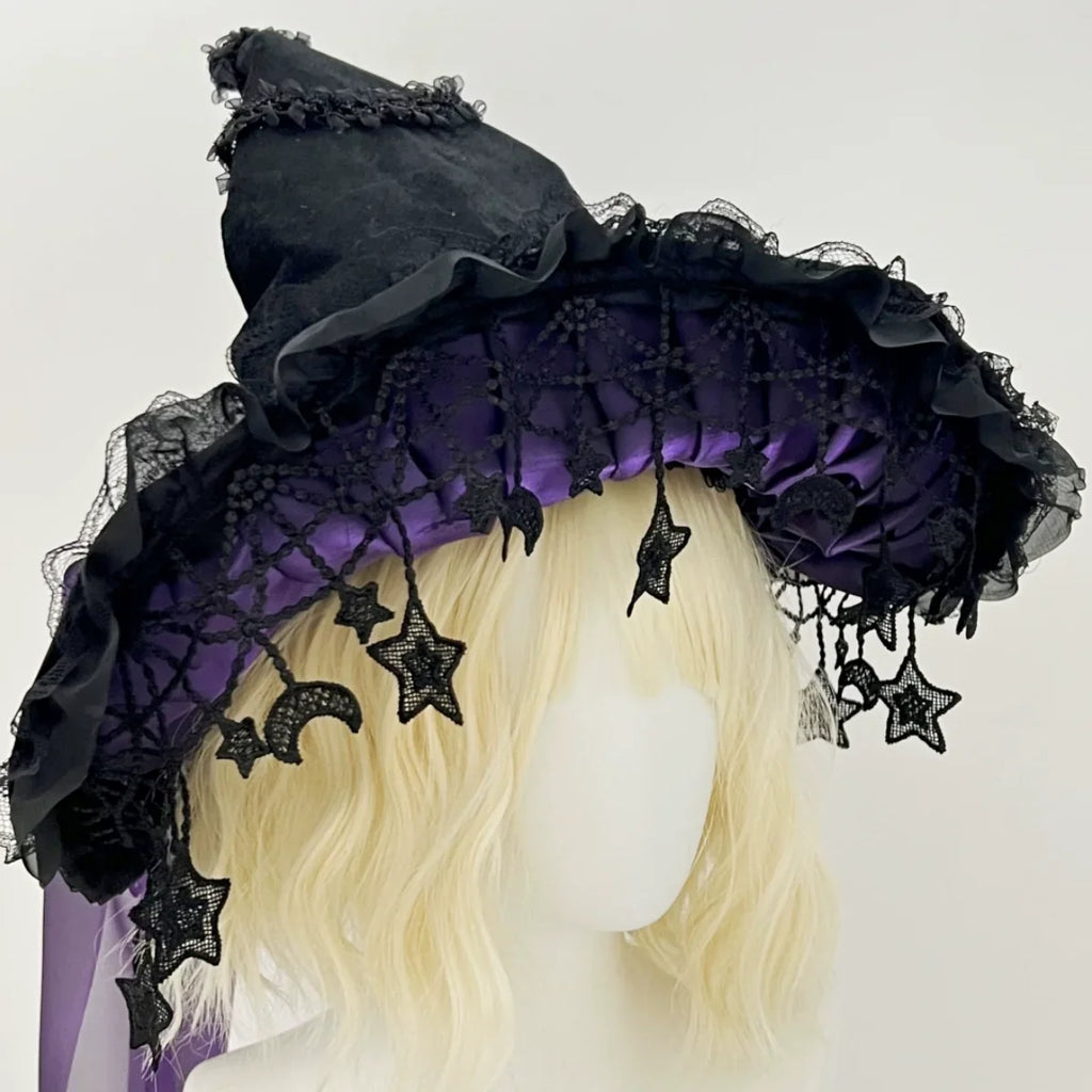 Star and Moon Fringe Witch Hat
