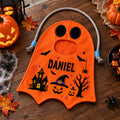 Personalized Halloween Ghost Candy Bag with Name Trick or Treat Drawstring Tote Bag Halloween Gift for Kids