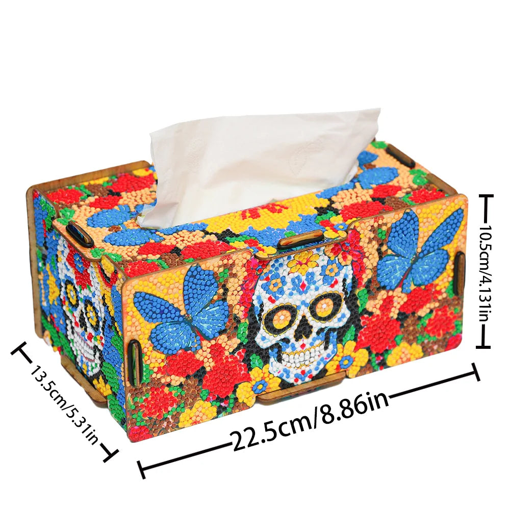 Diamond Painting Tissuedoos Bloemen Skull Design Decoratief