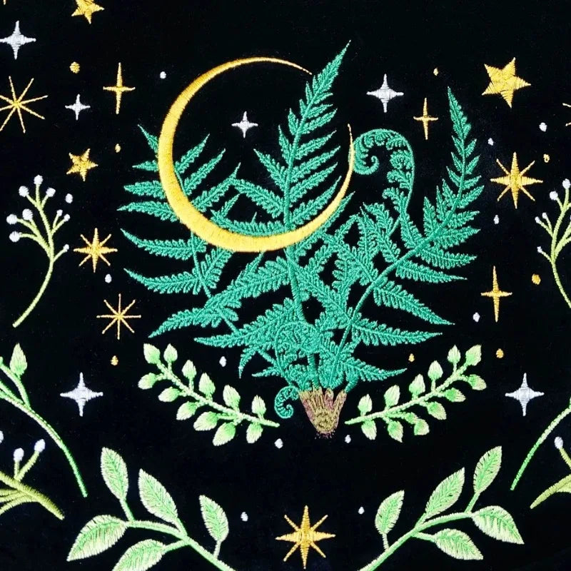 Night Forest Witch Embroidered Shoulder Bag