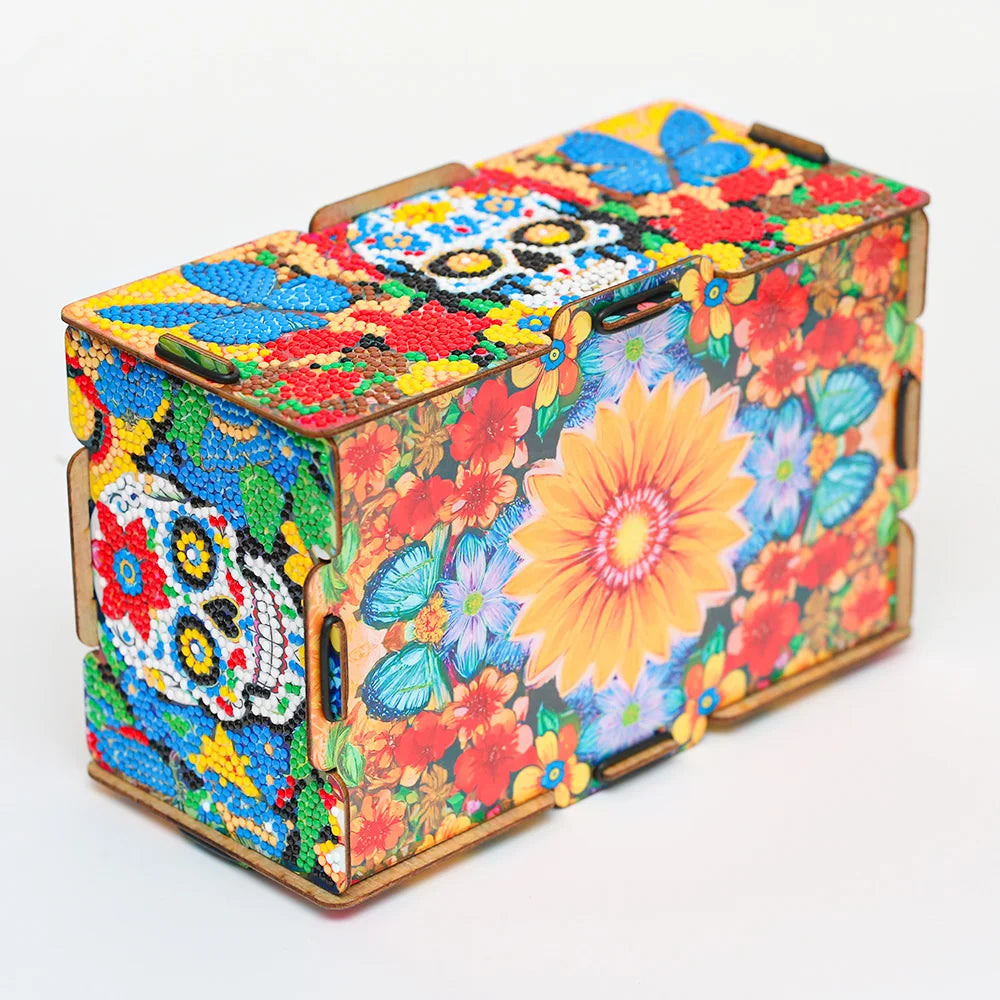Diamond Painting Tissuedoos Bloemen Skull Design Decoratief