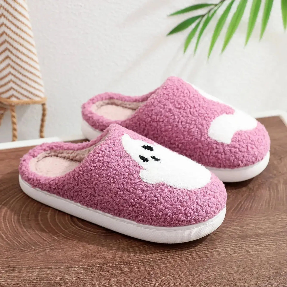 Cozy Pink Ghostie Slippers - Cute Halloween-Themed Ghost House Shoes