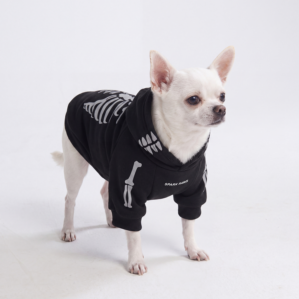 Halloween Dog Hoodie - Reflective Skeleton