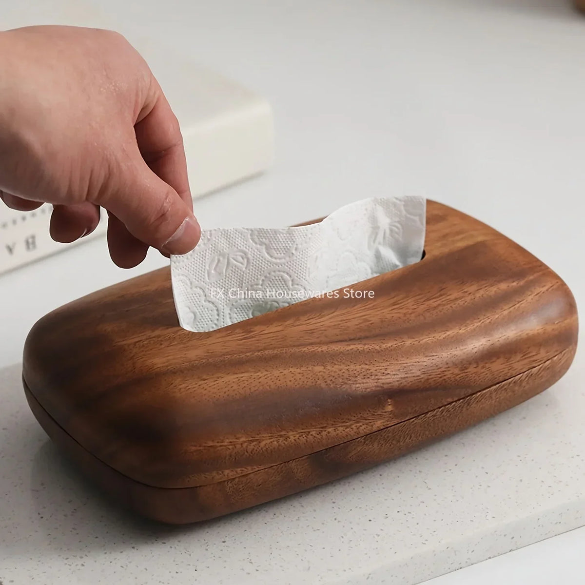 Walnut Wood Tissue Box Cover вЂ“ Rectangular with Removable Lid, Minimalist Home DГ©cor