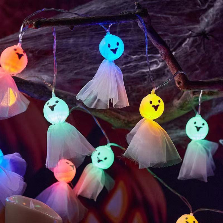 LED Halloween Decoration Luminous Cloth Ghost Ornament String Light 1.5m 10 Lights(Colorful)