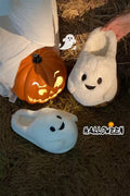 Winter Cute White Halloween Ghost Slippers Aesthetic Warm Plush House Shoes