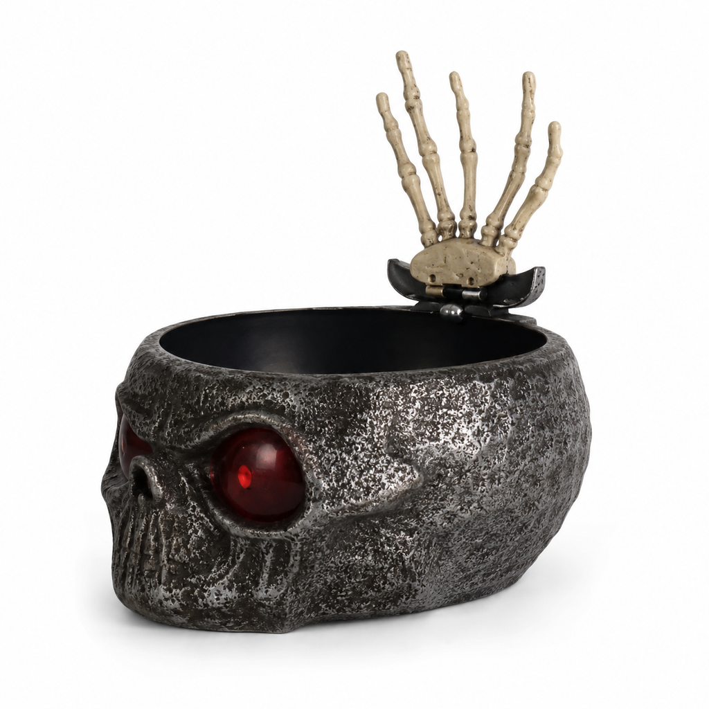 Pumpkin Candy Bowl with Popping Hand, Lights & Sound вЂ“ Halloween Prank Prop