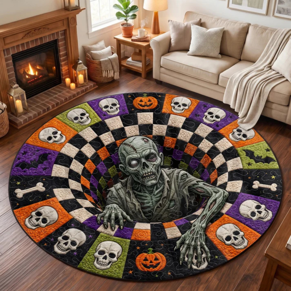 Chaotic Club Creepy Monster 3D Illusion Round Rug