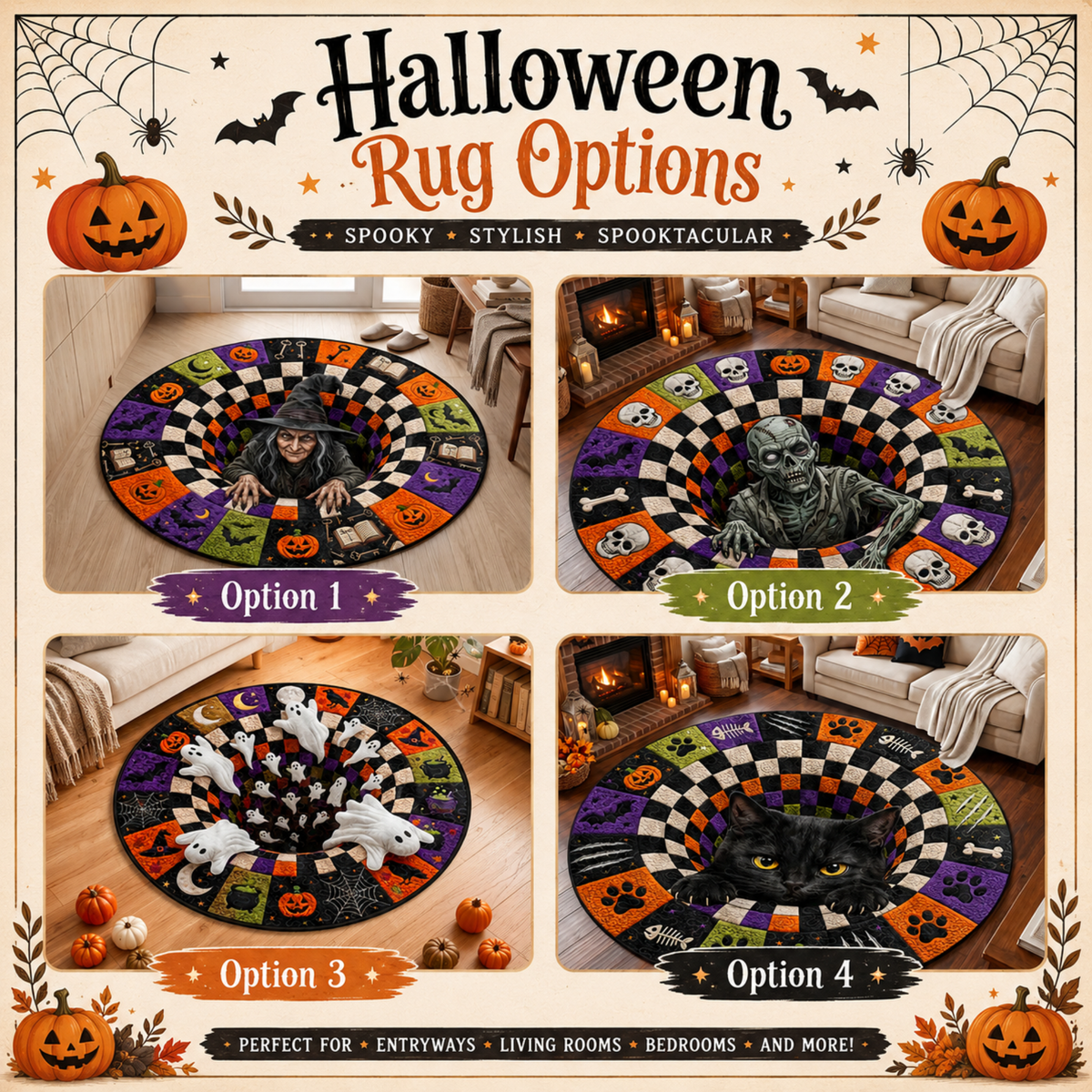 Chaotic Club Creepy Monster 3D Illusion Round Rug