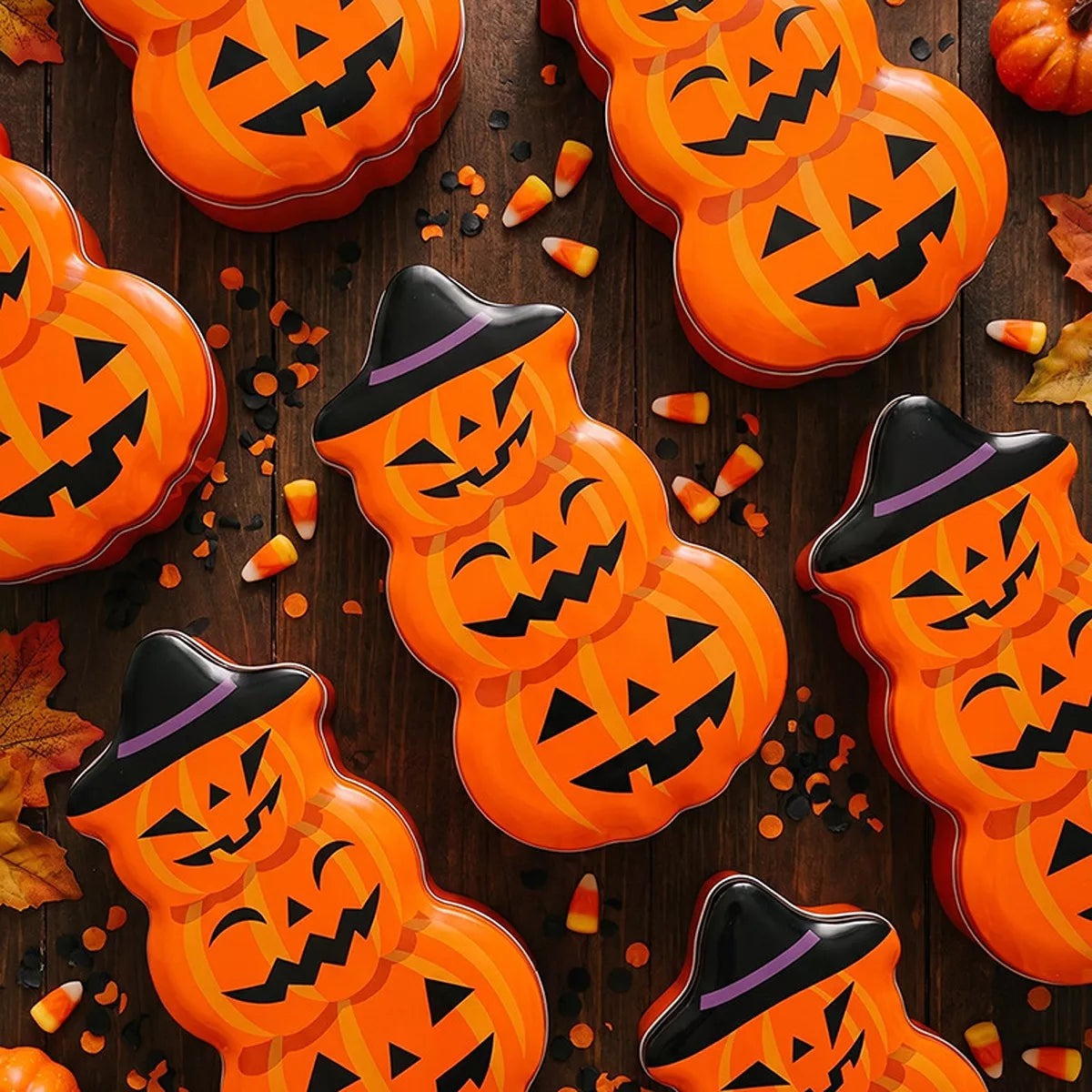 Halloween Jack-O'-Lantern Tin Storage Box