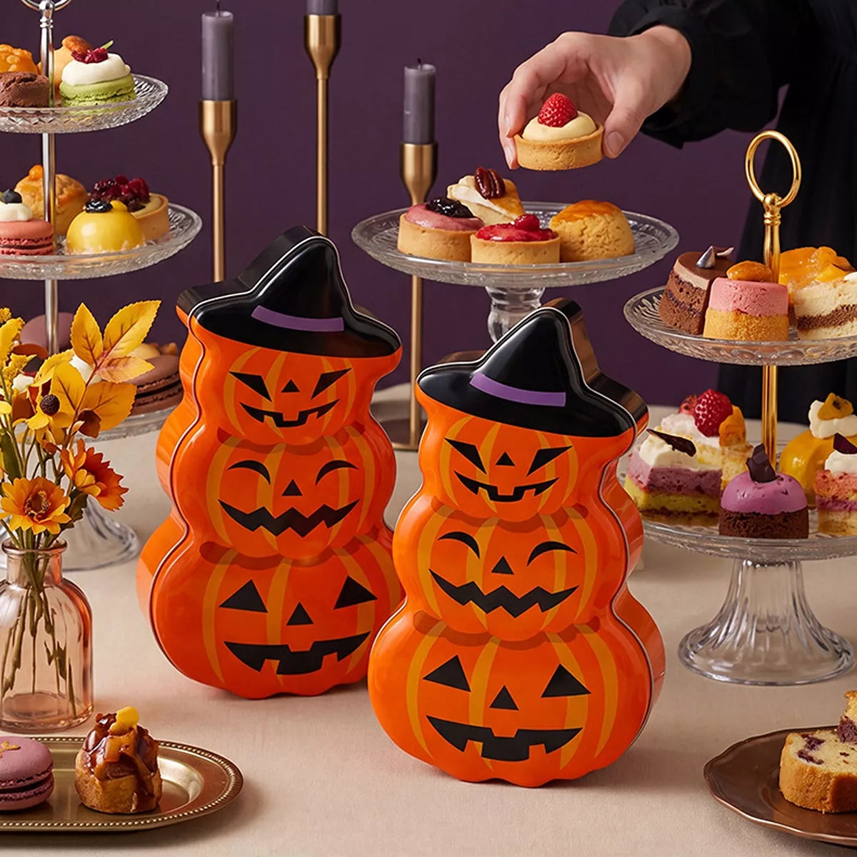Halloween Jack-O'-Lantern Tin Storage Box