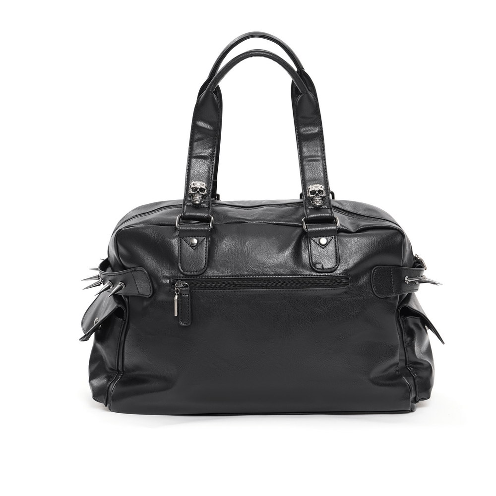 Gothic Chain Embellished Black Tote Bag with Spikes