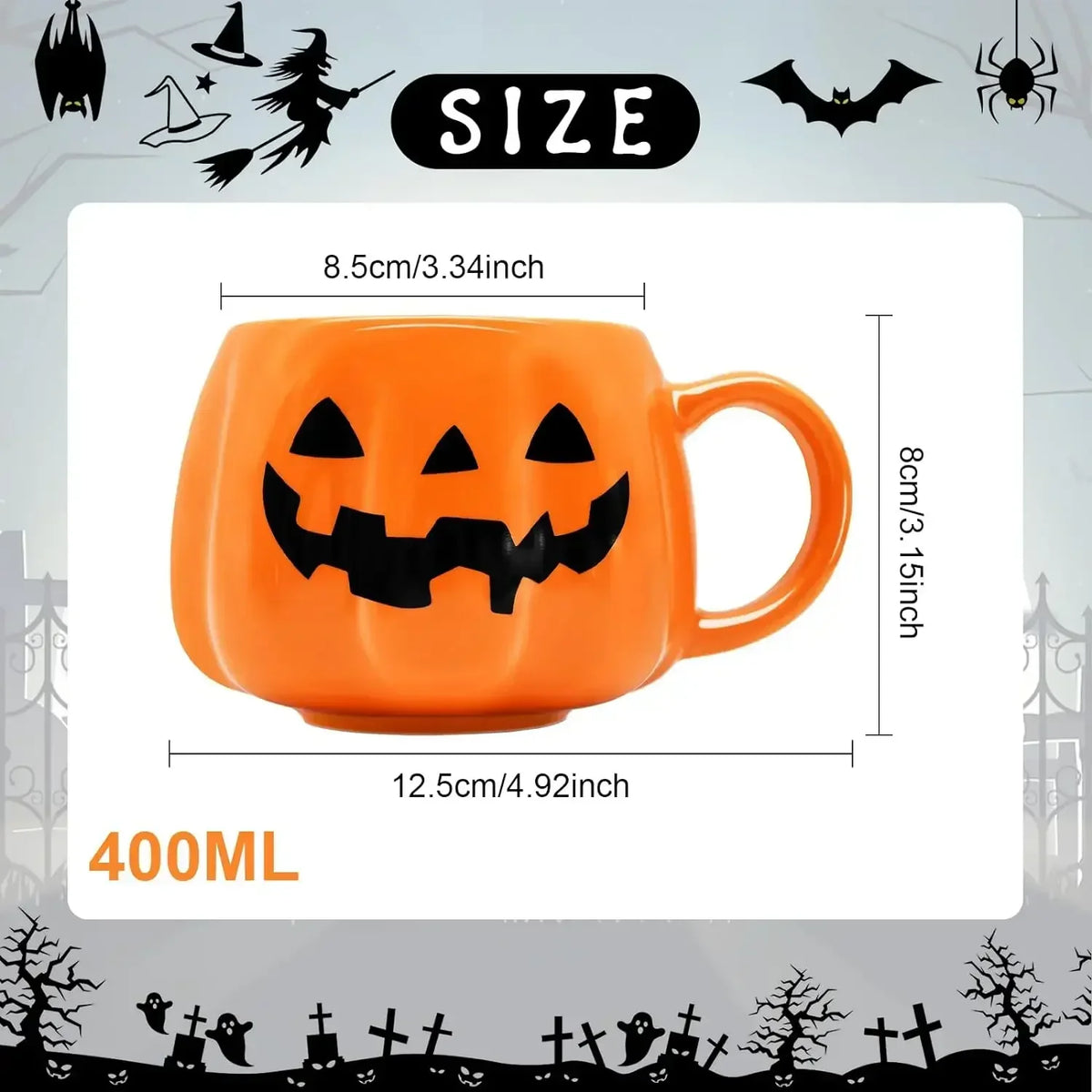 Halloween Pumpkin Ceramic Mug 400ml вЂ“ Cute Coffee Cup with Festive Pumpkin Pattern