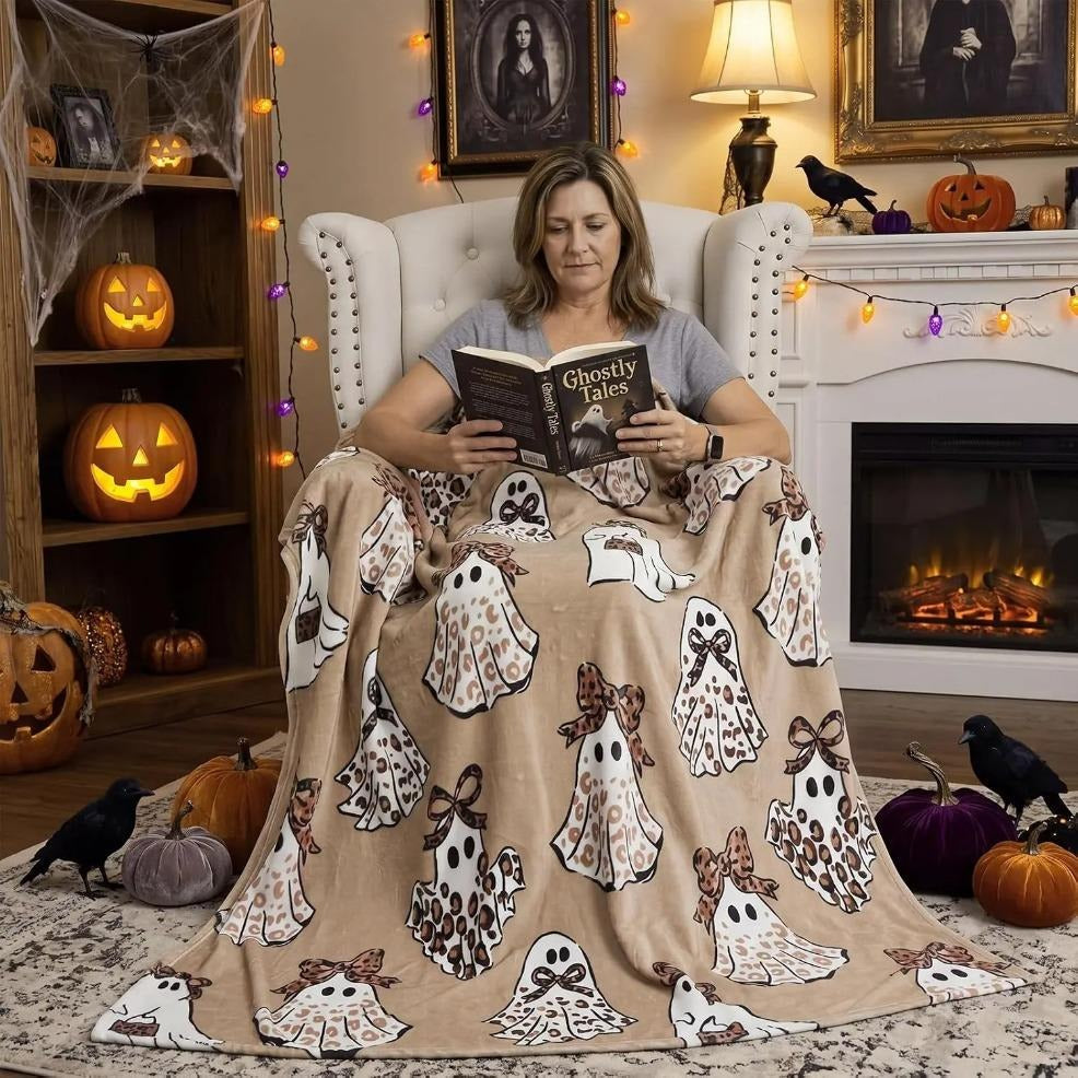 Halloween Cheetah Ghost Blanket
